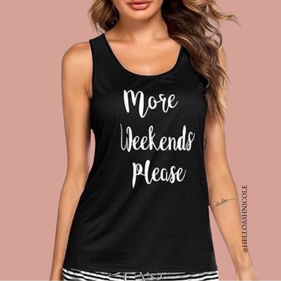 Tops - Black Graphic Pajama Tank Top